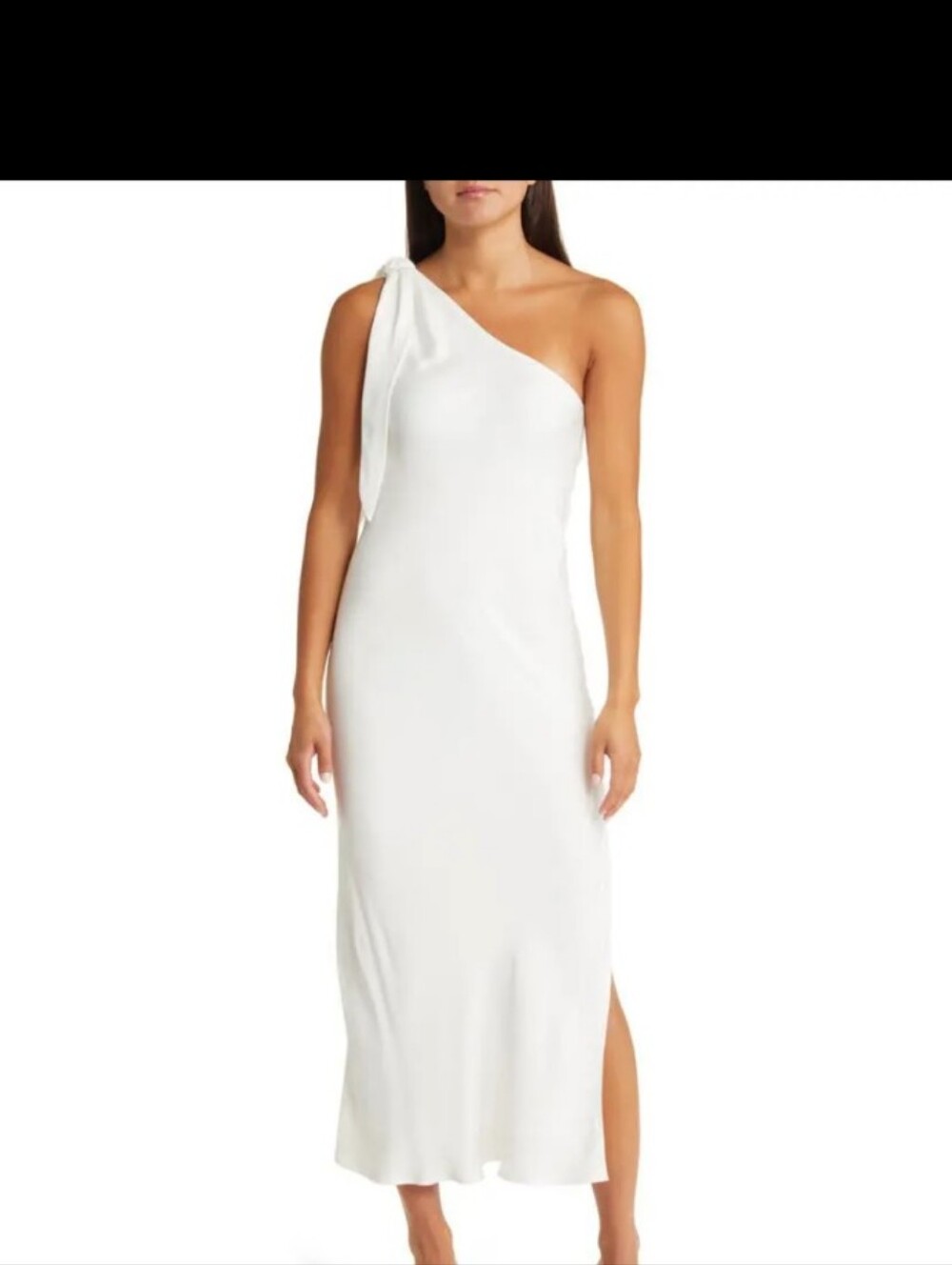 Sophie Rue White One-Shoulder Midi Dress with Shoulder Tie